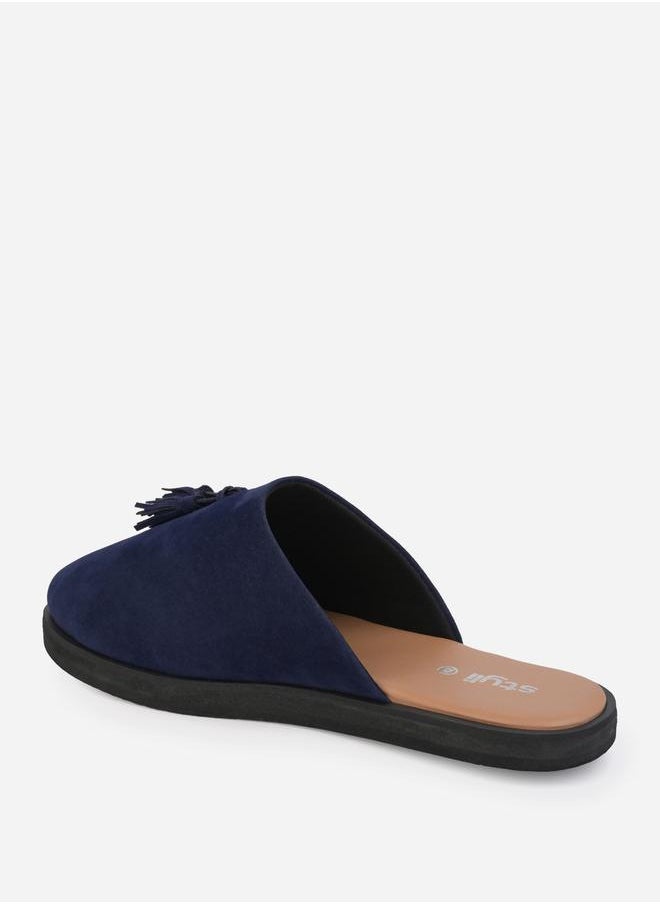 Styli Suede Clogs with Tassel Detail