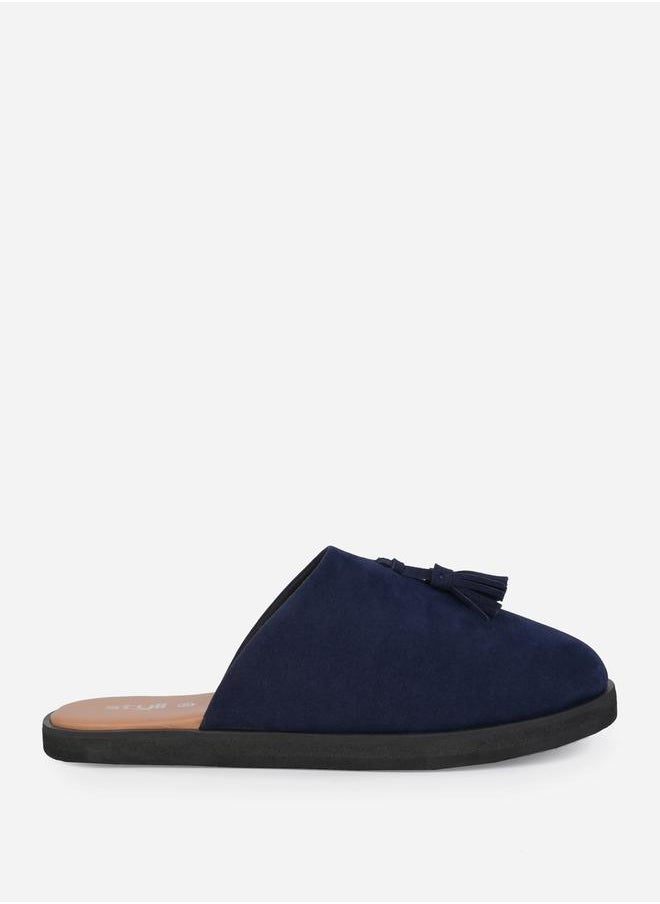 Styli Suede Clogs with Tassel Detail