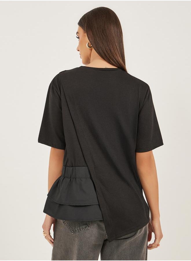 Solid Ruffled Boxy T-Shirt