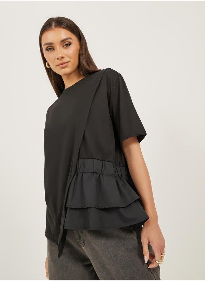 Solid Ruffled Boxy T-Shirt