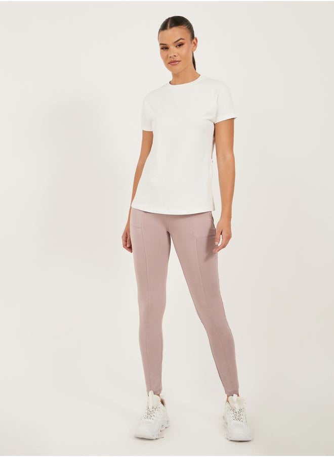 White Racerback Solid Activewear T-Shirt