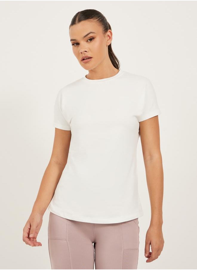 White Racerback Solid Activewear T-Shirt