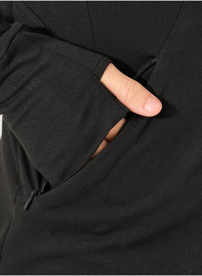 Stitch Detail Zip Up Fitted Jacket