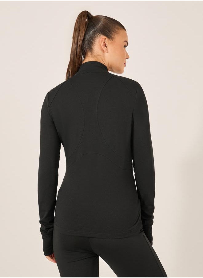 Stitch Detail Zip Up Fitted Jacket