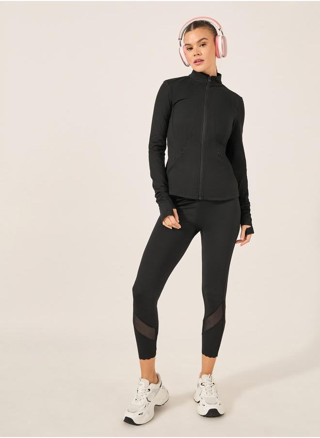 Stitch Detail Zip Up Fitted Jacket