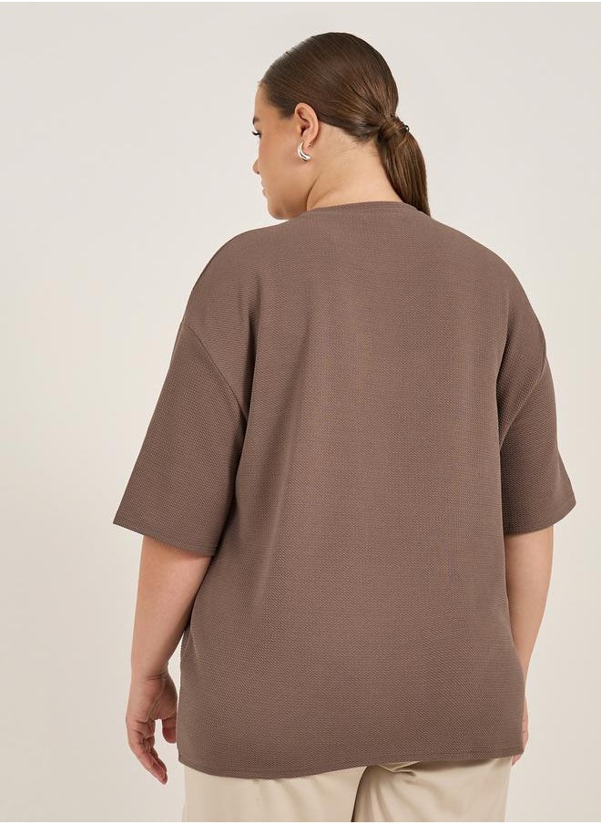Plus Size Slogan Print Dropped Shoulder Oversized T-Shirt