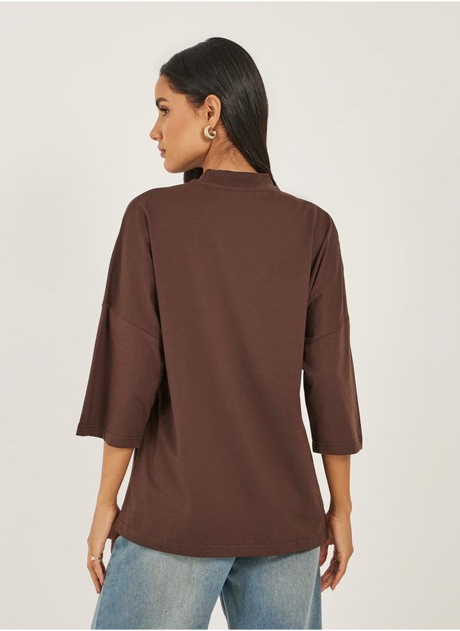 Bow Graphic Exaggerated Sleeve Oversized Longline T-Shirtâ€‹