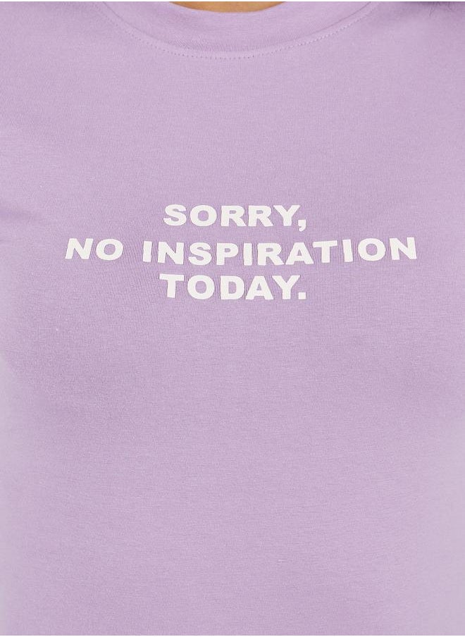 Fitted No Inspiration Slogan Print Crop T-Shirt