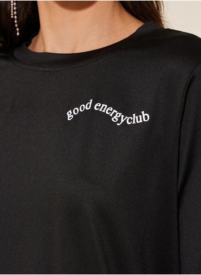 Slogan Print Round Neck Regular Fit T-Shirt