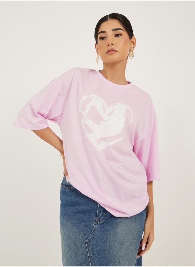 Graphic Print Oversized Round Neck T-Shirt