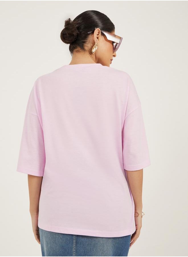 Graphic Print Oversized Round Neck T-Shirt