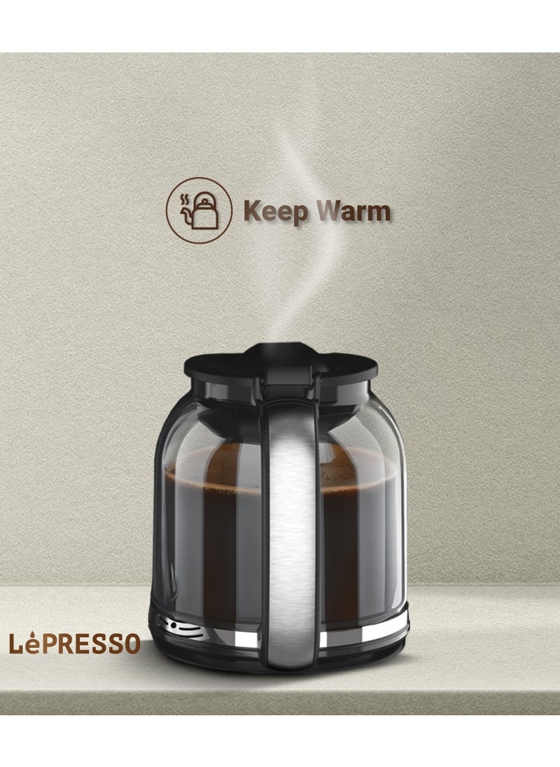 Dual Coffee Maker Brew Drip Coffee & Espresso Coffee Machine with Milk Steamer and Flow Meter / Adjustable Temperature / Programmable / Nespresso Compatible - Black