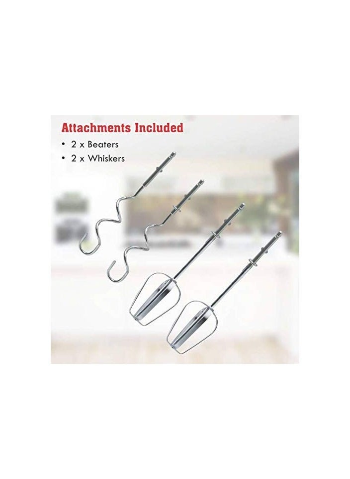 7-Speed Compact Hand Mixer - Electric Whisk with Stainless Steel Beaters & Dough Hooks for Baking, Whipping & Kneading