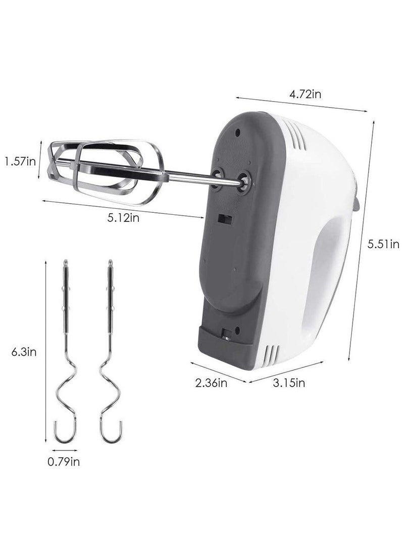 7-Speed Compact Hand Mixer - Electric Whisk with Stainless Steel Beaters & Dough Hooks for Baking, Whipping & Kneading