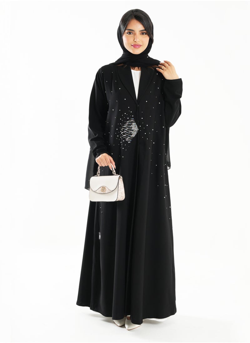 Elegant Embroidered Open Abaya with Long Sleeves
