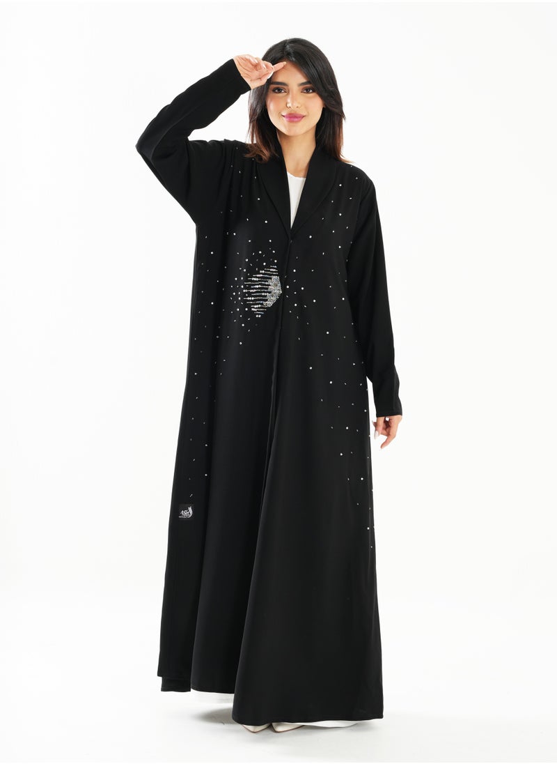 Elegant Embroidered Open Abaya with Long Sleeves