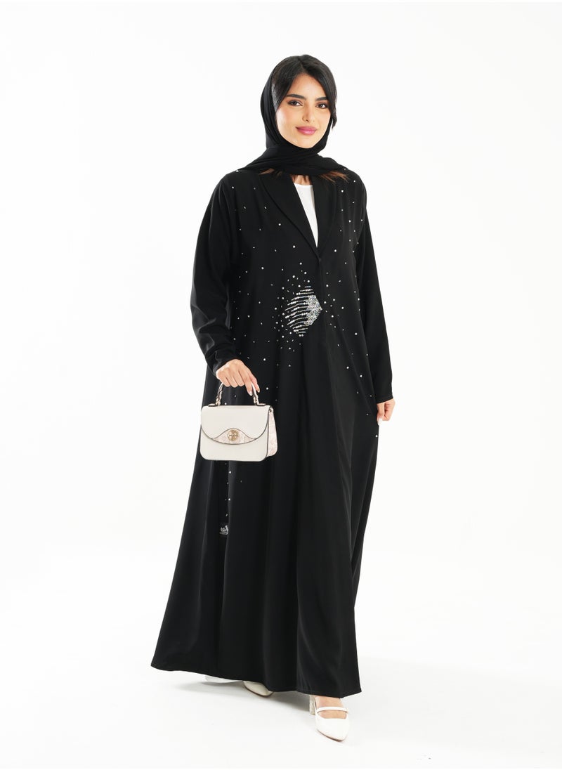 Elegant Embroidered Open Abaya with Long Sleeves