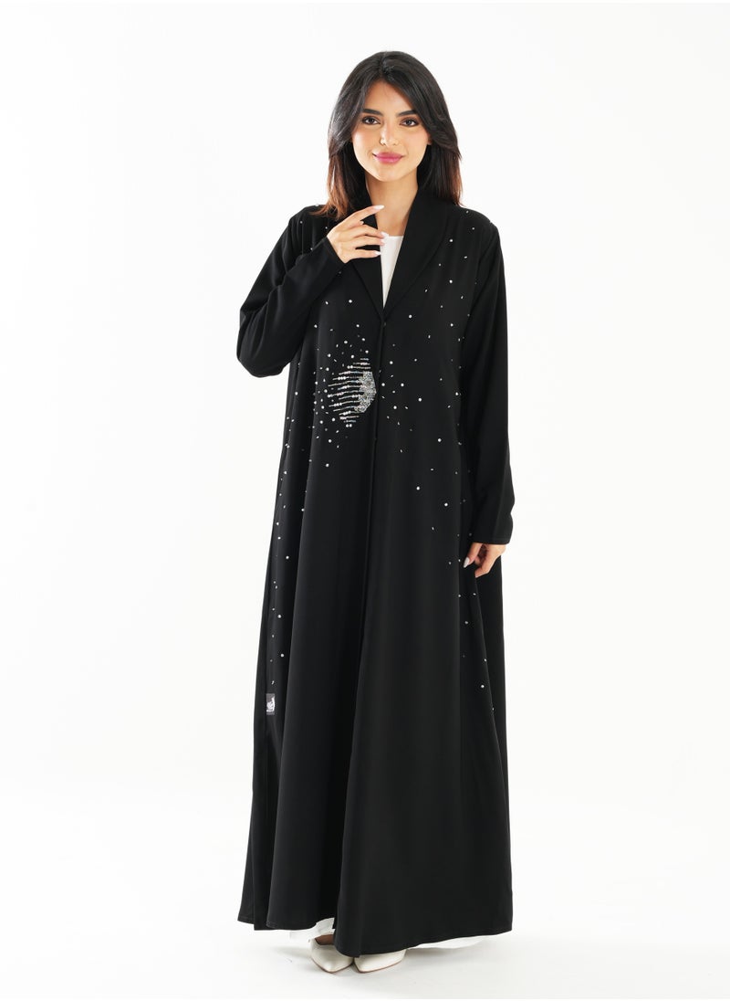 Elegant Embroidered Open Abaya with Long Sleeves
