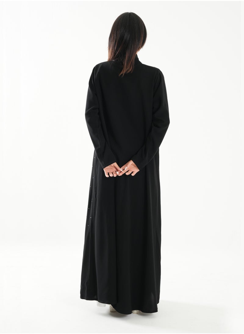 Elegant Embroidered Open Abaya with Long Sleeves