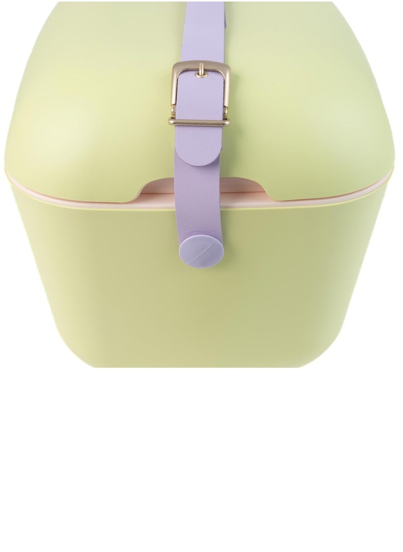 Polarbox 12L Cooler Box – Lilac & Orange | Retro Insulated Ice Box with Leather Strap | Stylish Thermal Picnic & Beach Cooler