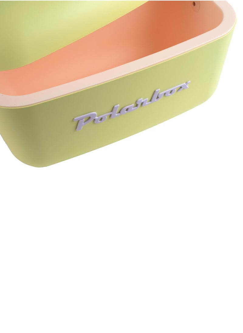 Polarbox 12L Cooler Box – Lilac & Orange | Retro Insulated Ice Box with Leather Strap | Stylish Thermal Picnic & Beach Cooler