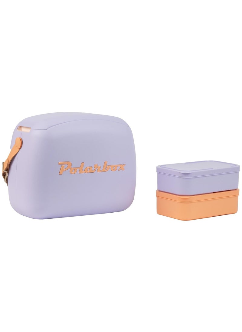 Polarbox 6L Summer Pop Cooler Bag – Lilac & Sorbet | Insulated Lunch Bag with 2 Stackable Containers | Stylish Thermal Picnic & Beach Cooler