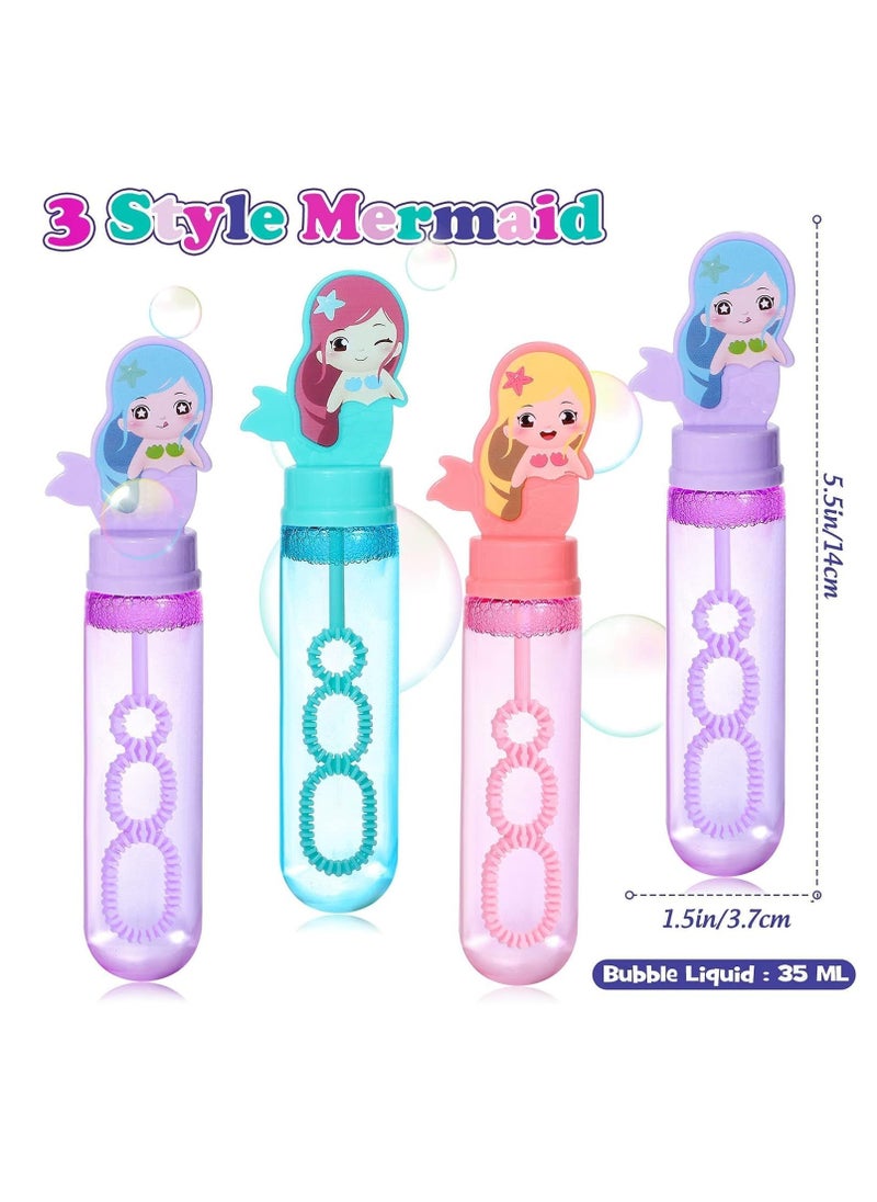 24 Pack Mermaid Bubble Wands for Kids Bubbles Party Favors Mini Bubbles Bulk Birthday Gift Classroom Prize Mermaid Pinata Filler Goody Bag Stuffer Girl Summer Beach Little Mermaid Party Favors
