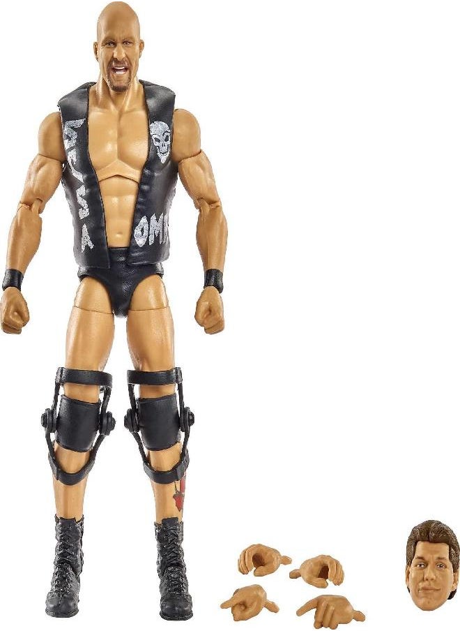 Mattel WWE “Stone Cold” Steve Austin Wrestlemania Action Figure with Entrance Gear & Vince McMahon Build-A-Figure Pieces, 6-in Posable Collectible Gift for WWE Fans Ages 8 Years Old & Up