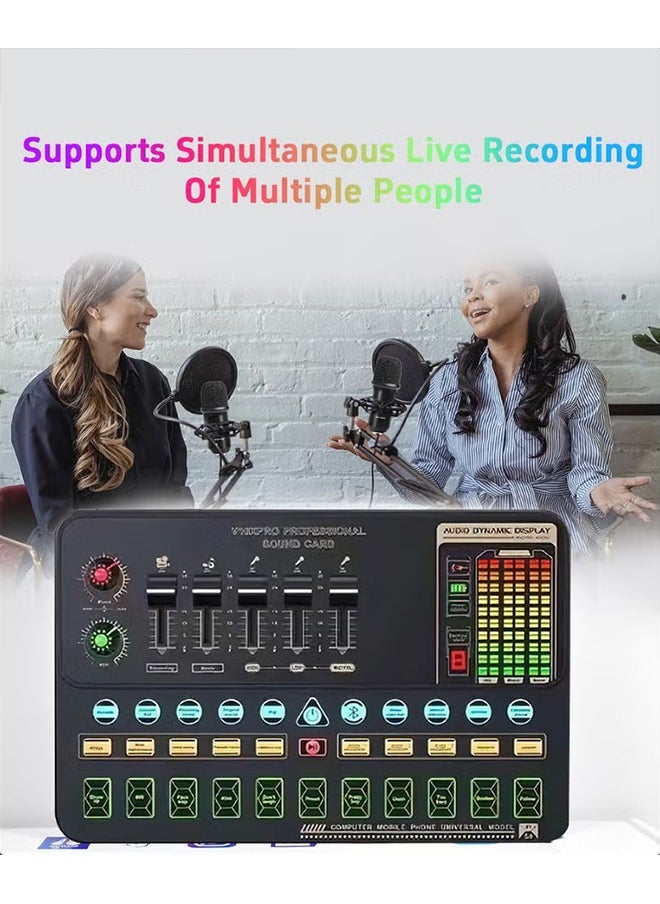 Sound Card Microphone Podcast Package,Live Broadcast Equipment with Ring Light/Recording Studio for Live Streaming/Suitable for Podcasting/Live Broadcasting/Singing/PC/Mobile/TikTok/YouTube
