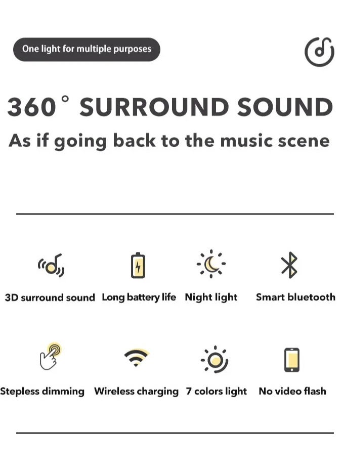 Intelligent Atmosphere Lamp Bluetooth Speaker Wireless Charger Alarm Clock