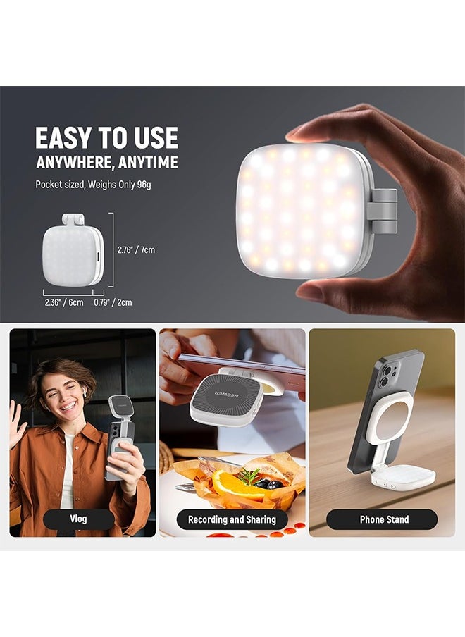 NEEWER BASICS Magnetic Selfie Light Compatible with MagSafe iPhone, CRI95 700lx/0.3m Folding LED Phone Fill Ring Lighting with Mirror for Zoom Makeup Photography Recording Video Conference