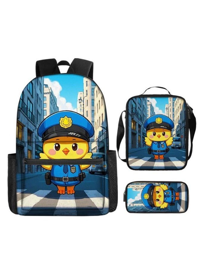 Cartoon three-piece schoolbag with zipper - 402