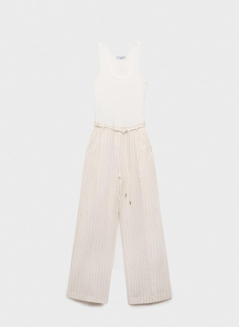 Striped Combined Knit Jumpsuit