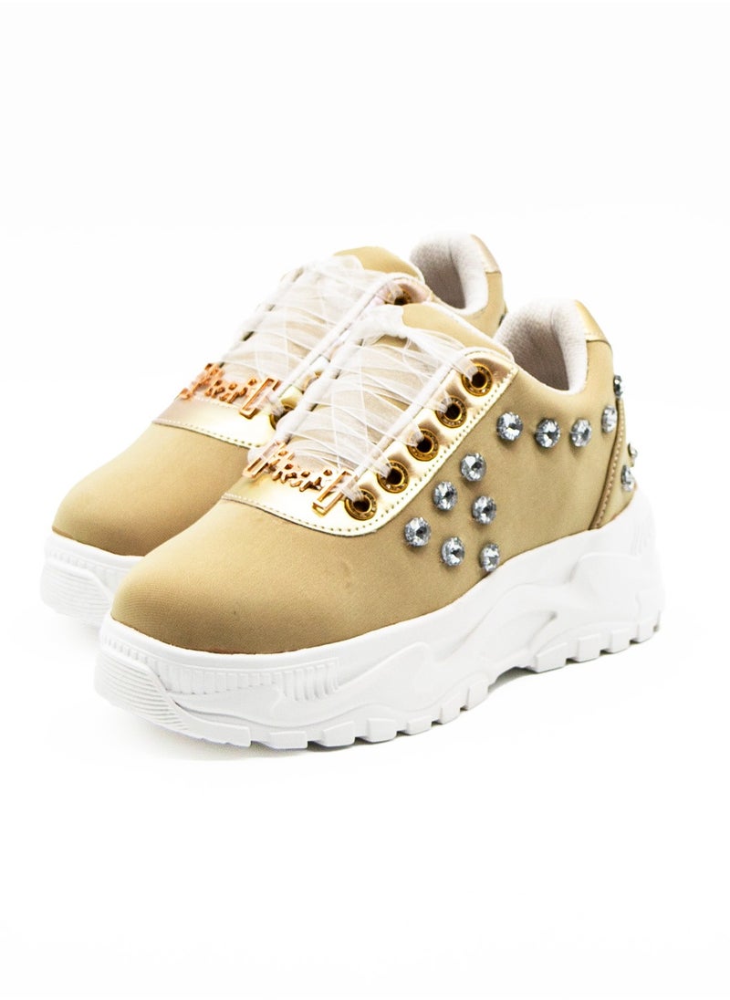 The Adeline Luxury Desert Storm Lyrca Handmade Embellished Trainers