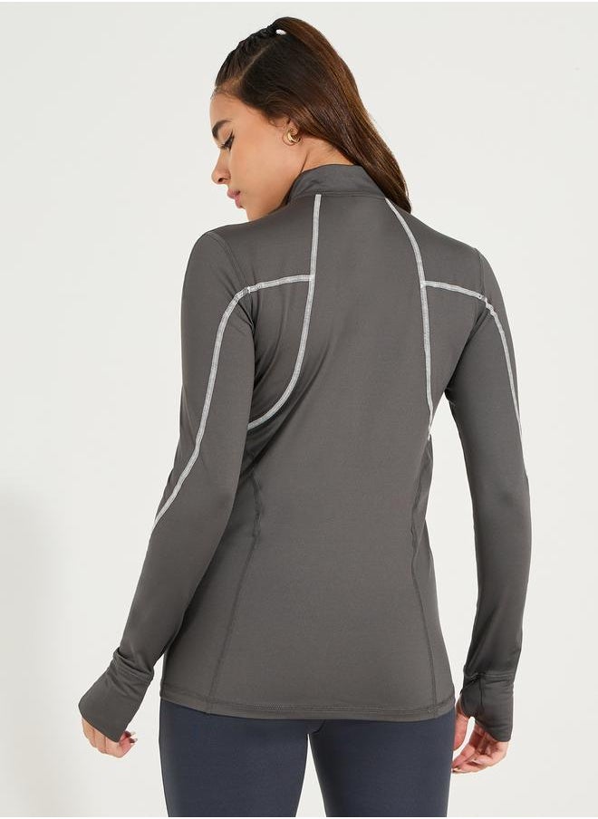 Tonal & Contrast Stitch Jacket with Zip Pockets