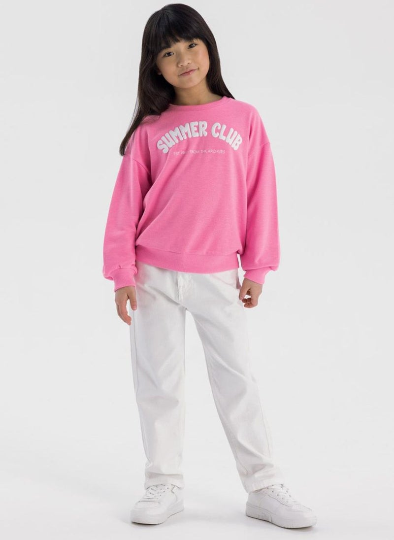 Teen Girls Twill Mom Fit Trousers
