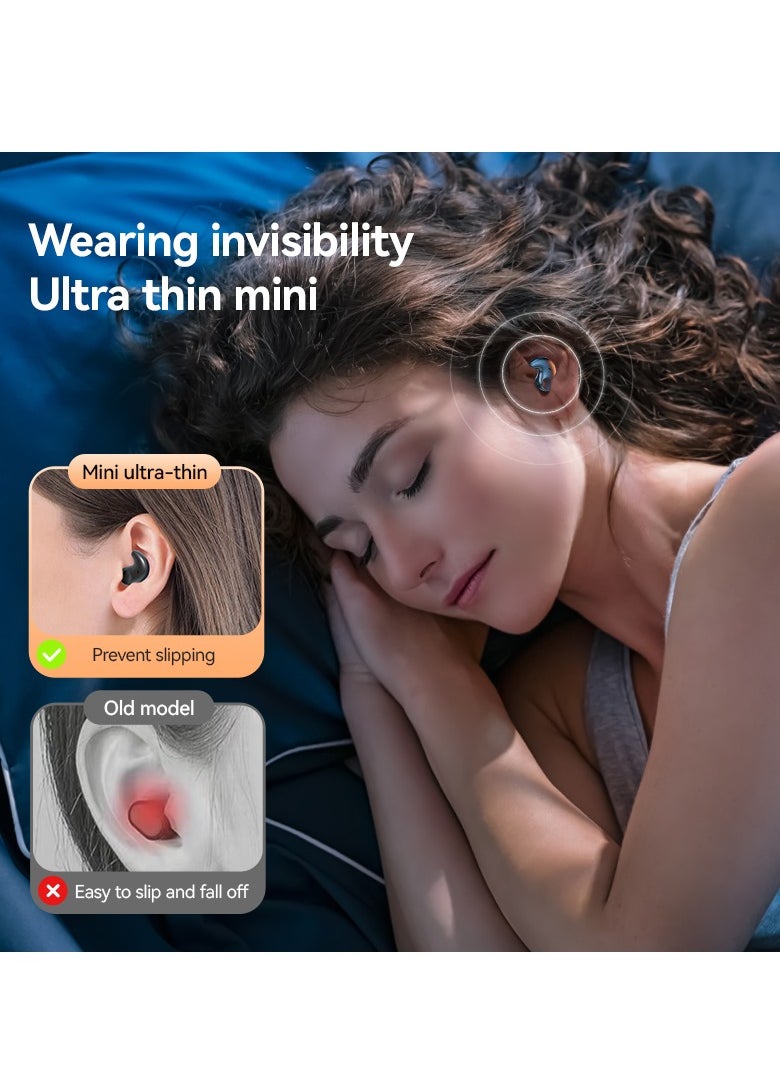 2025 New Sleep Bluetooth Earbuds – TWS Mini Wireless In-Ear Headphones, Noise Cancelling, Pressure-Free for Side Sleepers, Long Battery Life (58 Hours), 6 Hours Playback, Smart LED Power Display
