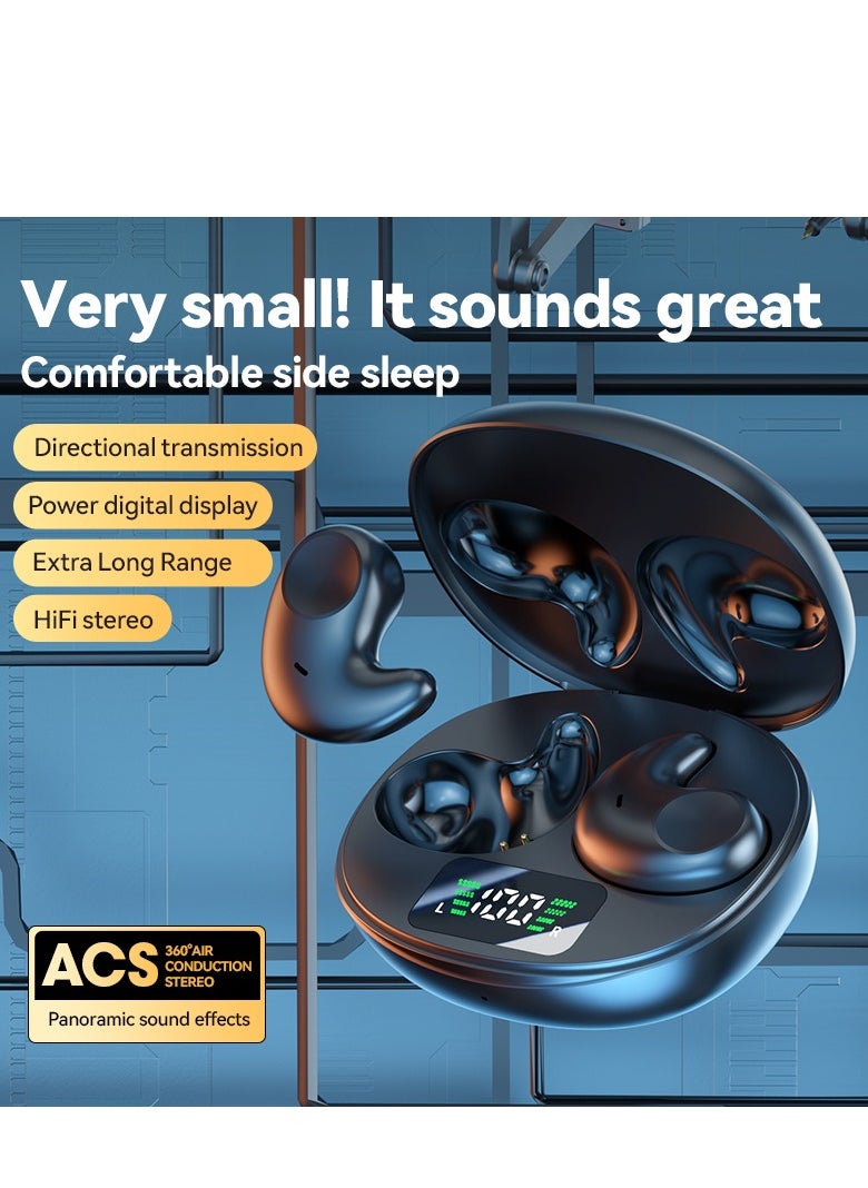 2025 New Sleep Bluetooth Earbuds – TWS Mini Wireless In-Ear Headphones, Noise Cancelling, Pressure-Free for Side Sleepers, Long Battery Life (58 Hours), 6 Hours Playback, Smart LED Power Display