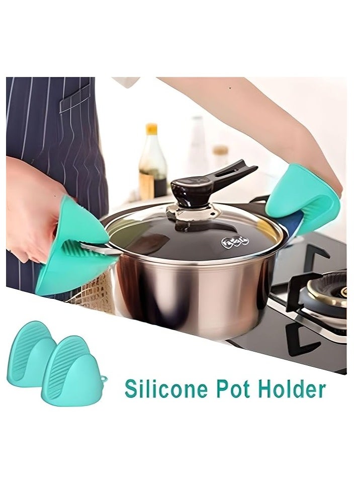 19-Piece Premium Kitchen Set - Silicone Cooking Utensils & Stainless Steel Knives with Storage Block (Teal)