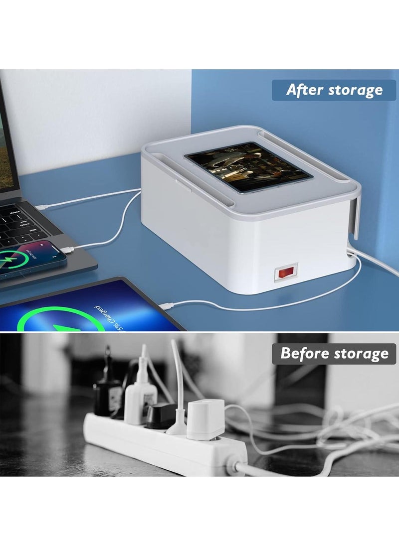 Power Strip with Cable Management Box, Redagod Surge Protector 8 Outlets and 3 USB Ports with Switch Control, 6.6 ft Flat Plug Extension Cord, Organizer Charging Station for Kitchen, Dorm, Office,Home