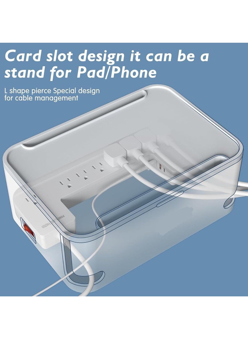 Power Strip with Cable Management Box, Redagod Surge Protector 8 Outlets and 3 USB Ports with Switch Control, 6.6 ft Flat Plug Extension Cord, Organizer Charging Station for Kitchen, Dorm, Office,Home