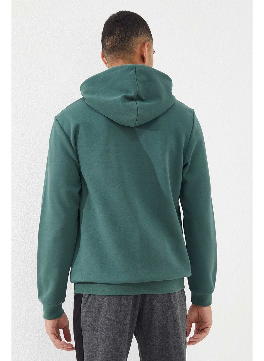 Green Men's Kangaroo Pocket Standard Size Hooded Sweatshirt-87883