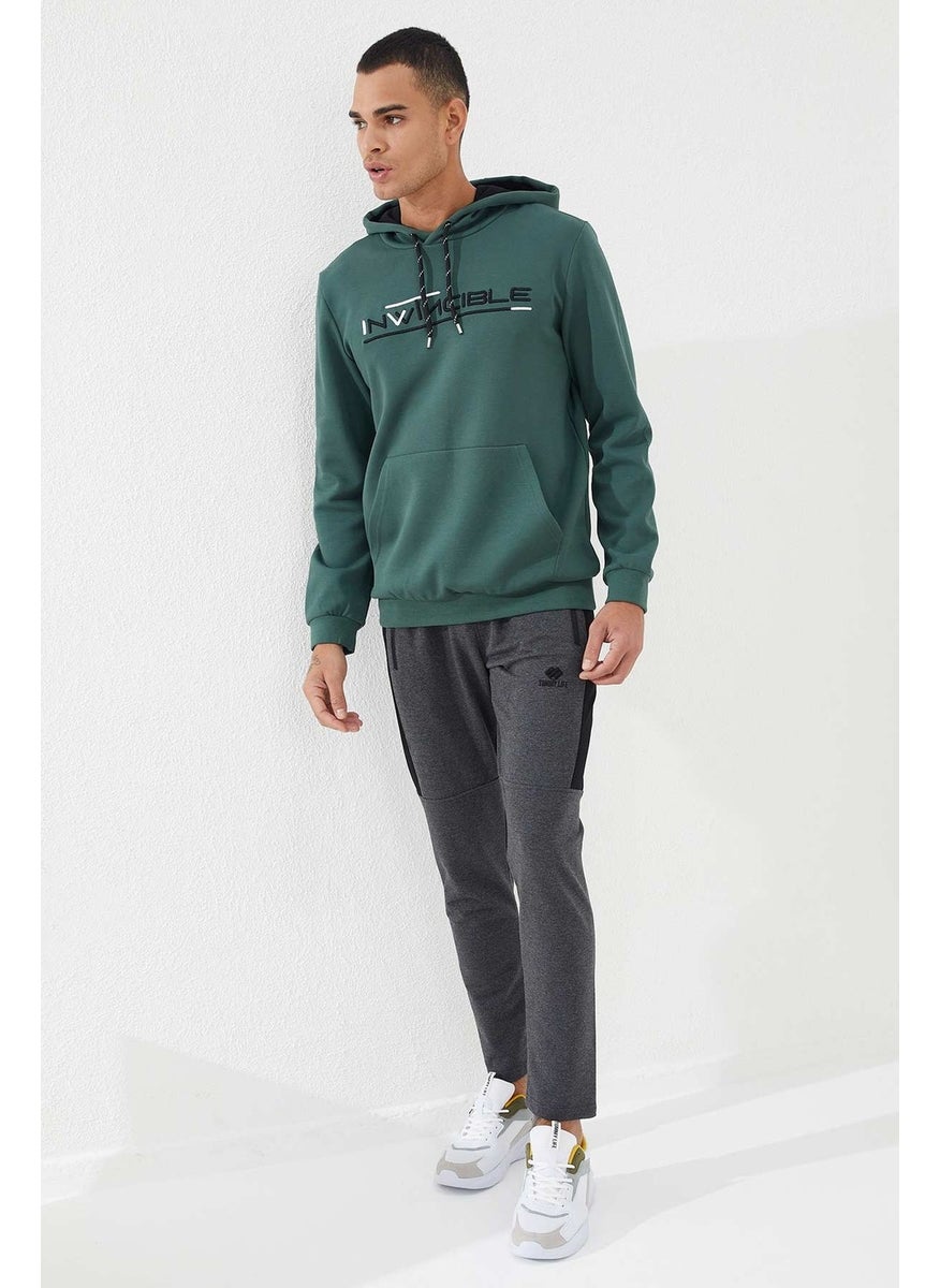 Green Men's Kangaroo Pocket Standard Size Hooded Sweatshirt-87883