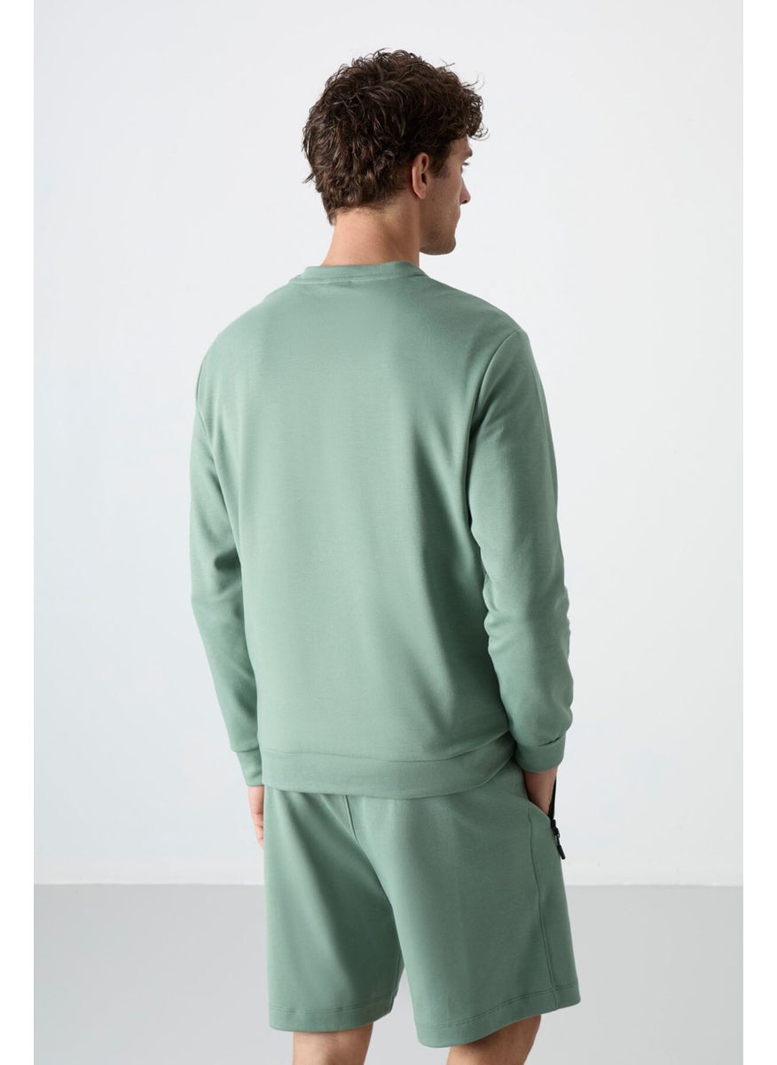 Light Green Basic O Neck Comfortable Form Men's Sweatshirt - 88053
