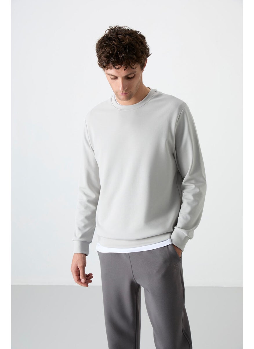 Stone Basic O Neck Comfortable Form Men's Sweatshirt - 88053