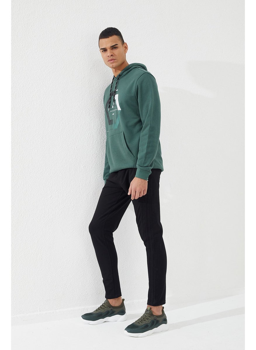 Green Men's Geometric Printed Standard Pattern Hooded SWEATSHIRT-87870
