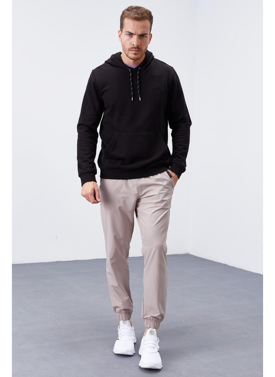 Black Men's Kangaroo Pocket Standard Fit Hooded SWEATSHIRT-87872