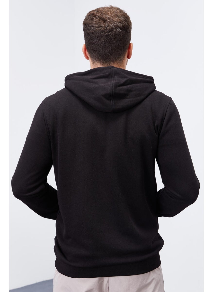 Black Men's Kangaroo Pocket Standard Fit Hooded SWEATSHIRT-87872