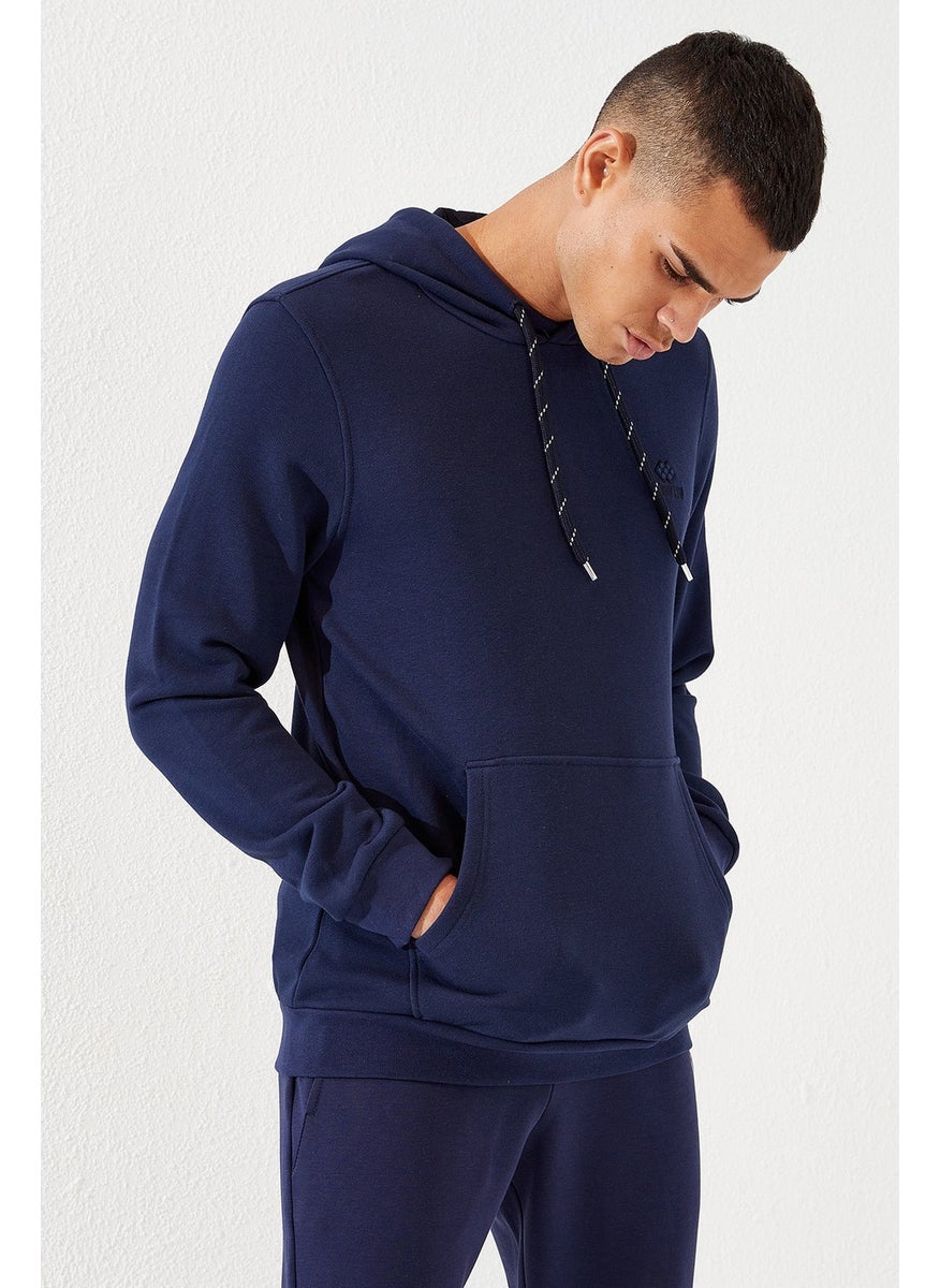 Indigo Men's Kangaroo Pocket Standard Fit Hooded SWEATSHIRT-87872