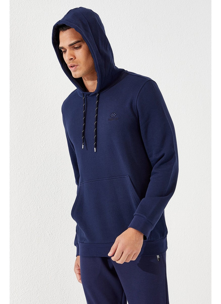 Indigo Men's Kangaroo Pocket Standard Fit Hooded SWEATSHIRT-87872